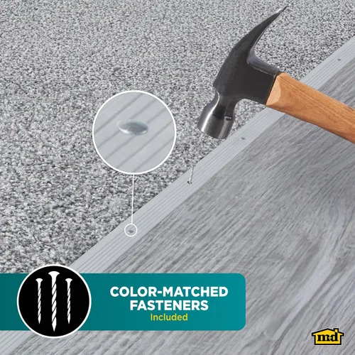 Miniatura 6 de M-D Building Products 78006 7/8 pulg. X 36 in. Moldura de alfombra de aluminio plateado con clavos de tornillo