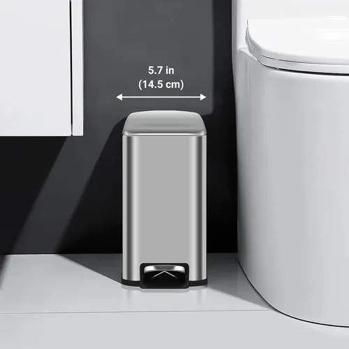 Miniatura 3 de Cubo de basura de baño de 1.3 galones con tapa, cubo de basura delgado con pedal para espacios pequeños, cubo extraíble, para baño, dormitorio y Ss