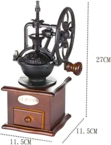 Miniatura 2 de Molinillo de café de manivela vintage, molino de madera clásico, molinillo de frijoles manual para café casero con práctico mango de ahorro