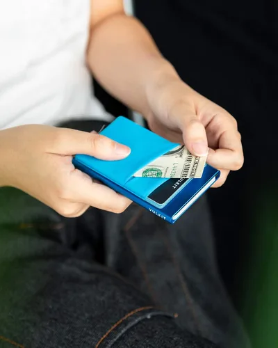 Miniatura 59 de VULKIT Card Holder with Money Pocket Pop Up Wallet RFID Blocking Slim Metal Bank Card Case Holds 5 Cards and Notes
