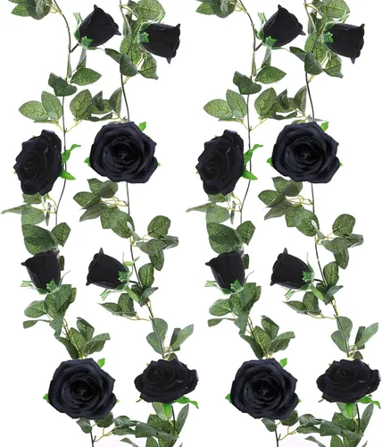 Miniatura 10 de Felice Arts Paquete de 2 guirnaldas de rosas artificiales color blanco crema de 6.5 pies cada guirnalda de rosas artificiales colgantes para arco