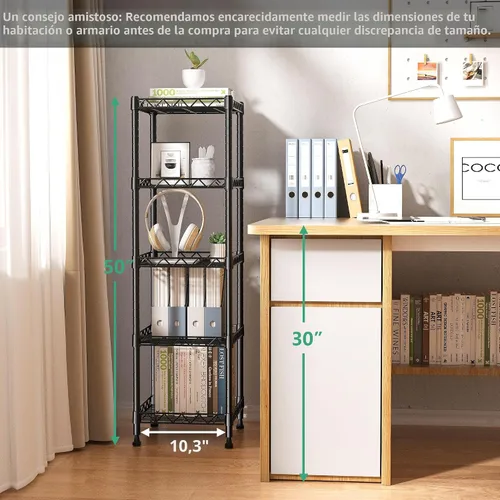 Miniatura 3 de GIOTORENT Unidades de Estantería Metálica de Pie de 5 Niveles, Estante de Alambre de Altura Ajustable Rack de Exhibición para Lavandería Baño Cocina