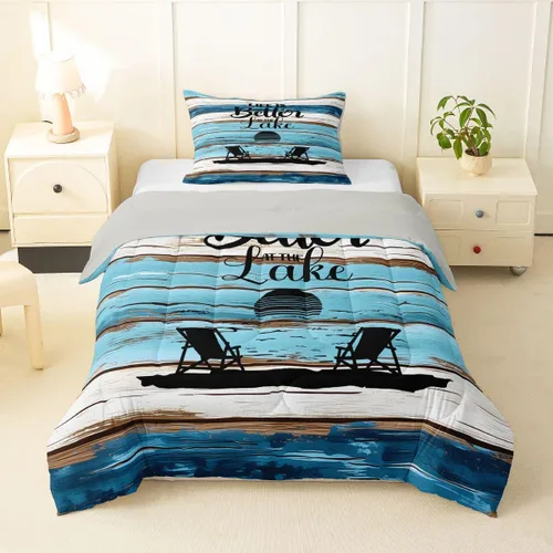 Miniatura 24 de Erosebridal Juego de edredón de ancla náutica, juego de ropa de cama con brújula oceánica, tamaño individual para niños, adolescentes y adultos