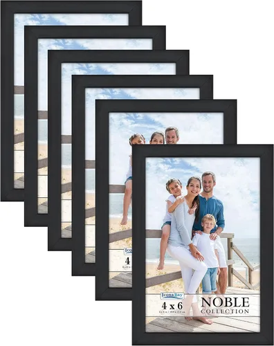 Icona Bay Marcos de fotos de 4 x 6 pulgadas (negro, paquete de 6), moderno juego de marcos profesionales, colección Noble