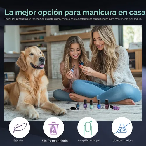 Miniatura 7 de Morovan - Juego de esmalte de uñas camaleón: 6 colores, holográfico, de secado rápido, mini kit de laca de uñas con purpurina verde, rosa, azul