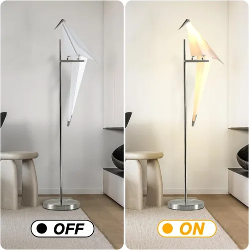 Miniatura 5 de Lámpara de pie LED moderna de 62 pulgadas con forma de pájaro para sala de estar, lámpara de pie plateada moderna con luz de piso de pájaro