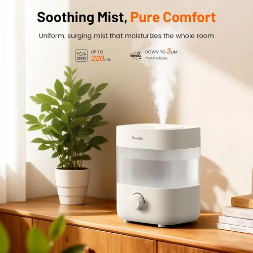 Miniatura 4 de Humidificadores para dormitorio, tanque de 2 L para 15 horas, tiempo de niebla silenciosa de 20 dB, boquillas dobles, apagado automático, rotación