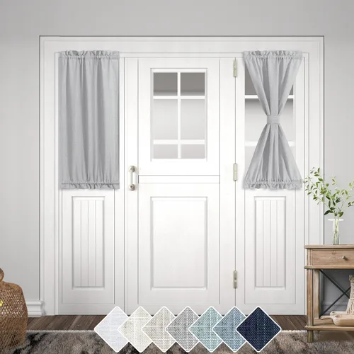 Miniatura 34 de KOUFALL Cortinas de luz lateral para puerta de 72 pulgadas de largo para ventanas laterales, mezcla de lino, protección de privacidad, filtrado