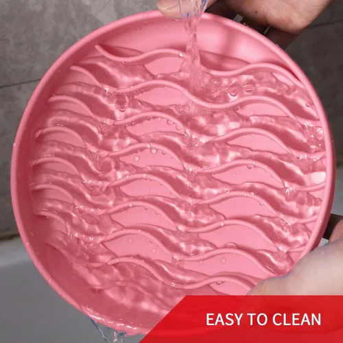 Miniatura 5 de Tazones de alimentación lenta para perros, tazón de silicona antigolpe, comedero lento para mascotas y cachorros con ventosas, apto para Rosado