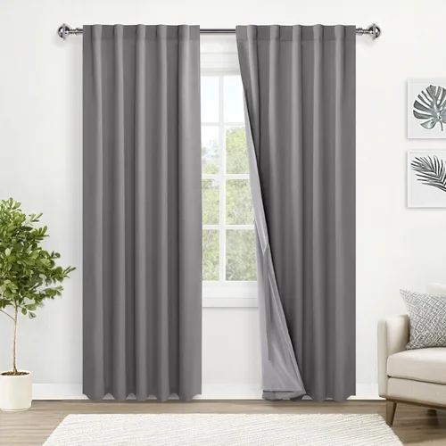 Miniatura 36 de XWZO Cortinas blancas 100% opacas con alzapaños, 2 capas gruesas completamente sombreadas con bolsillo para barra y pestaña trasera, cortinas