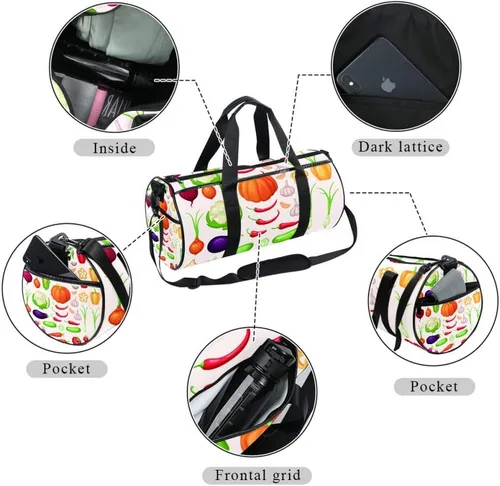Miniatura 2 de AISSO Duffel Bag for Women Men Healthy Vegetables Sports Gym Tote Bag Weekend Overnight Travel Bag Outdoor Luggage Handbag