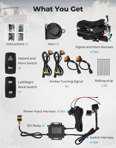 Miniatura 7 de KEMIMOTO Kit de señal de giro UTV con bocina, precableado, encendido y listo para usar UTV ATV intermitente con interruptor basculante, luz