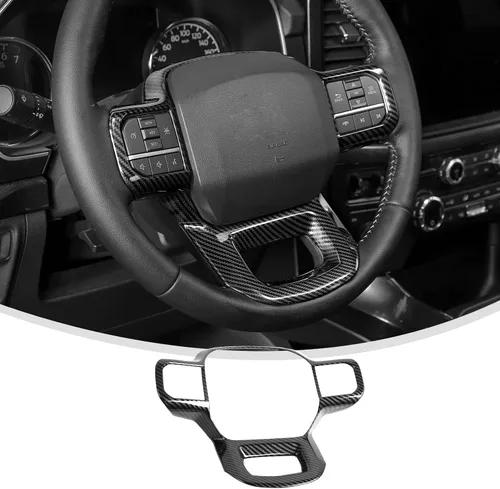 Miniatura 18 de Linskip Moldura para volante compatible con Ford F150 2015-2020 y F250 F350 Super Duty 2017-2022, para Ford Expedition 2018-2021, funda para Negro
