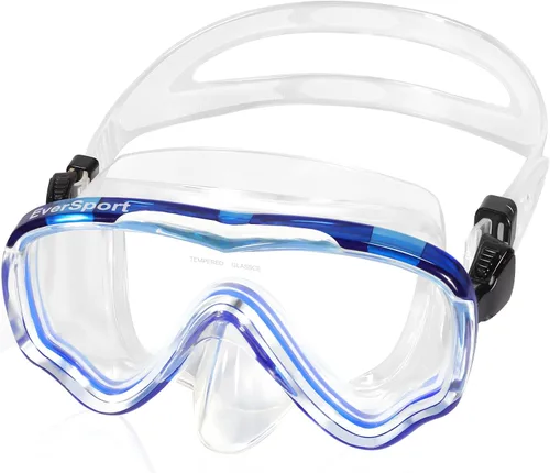 EverSport Gafas de natación para adultos con cubierta para la nariz, máscara de buceo transparente antivaho amplia visión sin borrosidad para Azul