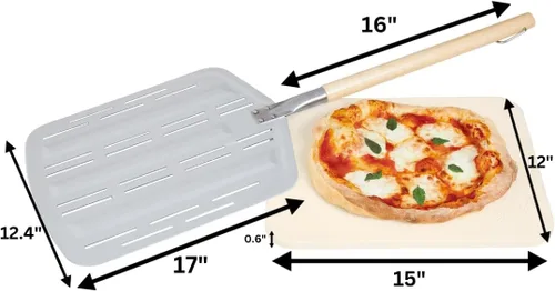 Miniatura 5 de Hans Grill - Piedra para pizza PRO XL, piedra para hornear para pizzas para uso en horno, parrilla o barbacoa, pala de pizza de aluminio anodizado
