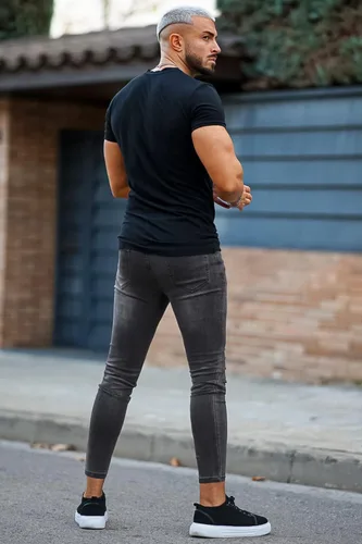 Miniatura 4 de GINGTTO - Jeans rasgados, elásticos y ajustados para hombre