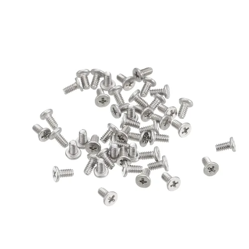 Miniatura 35 de Uxcell M1-0.25 x 2 mm 50 piezas Tornillos de cabeza plana redonda 304 de acero inoxidable Phillips Drive tornillos de máquina para fijación