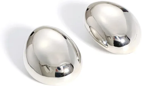 Miniatura 5 de KELMALL Aretes de aro gruesos de oro para mujer, aros abiertos gruesos de gran tamaño, ligeros, poste de plata de ley 925
