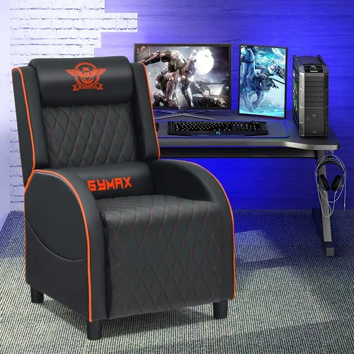 Miniatura 9 de GYMAX Silla reclinable de masaje para juegos, sofá individual ergonómico de estilo de carreras con reposacabezas ajustable, respaldo y reposapiés