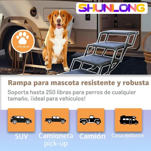 Miniatura 8 de Rampa para perros para auto, camión y SUV, escaleras plegables para perros grandes, escaleras plegables para mascotas con superficie antideslizante