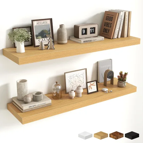 Miniatura 27 de Estantes flotantes de 48 pulgadas para pared, estante de chimenea de 10 pulgadas de profundidad, estantes flotantes de madera para pared, estantes