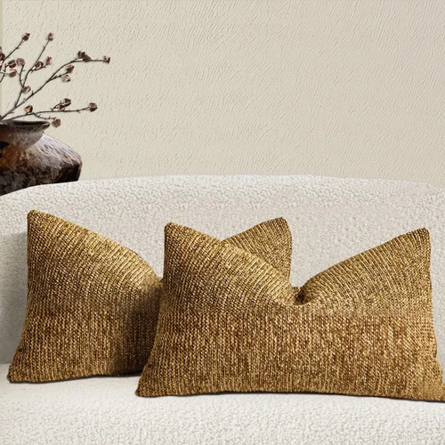 Miniatura 9 de Juego de 2 fundas de almohada decorativas de tela de felpilla con textura para sofá, estilo rústico retro de mediados de siglo, 18 x 18 pulgadas