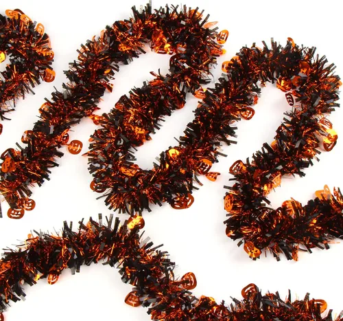 Miniatura 9 de LOMIMOS - Guirnalda de oropel de Halloween de 32,8 pies, decoración colgante de murciélago brillante con diseño metálico para suministros de fiesta