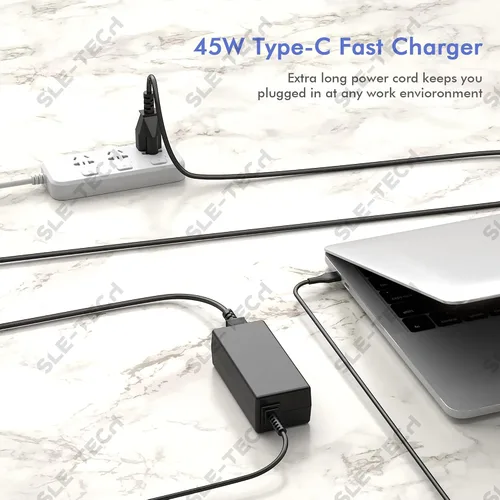 Miniatura 3 de Cargador USB C para portátil de 45 W compatible con HP Chromebook Thinkpad Yoga, Dell Chromebook 3100, Latitude 5420, Asus, Samsung, Acer, Google