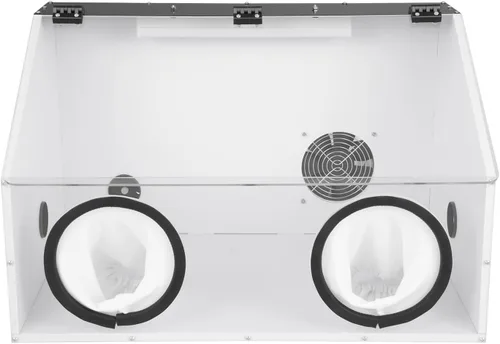 2 agujeros totalmente cerrados mesa de molienda eléctrica pulidora caja de polvo cubierta de acrílico caja de polvo con luz LED y ventilador para