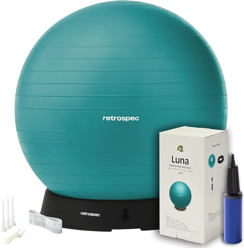 Miniatura 9 de Retrospec Luna Exercise Ball with Pump - Anti-Burst Fitness Equipment for Yoga, Core Training & Stability - Home Gym Swiss Ball for Office &