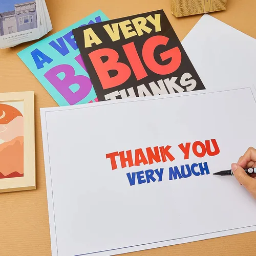 Miniatura 4 de Jecery Paquete de 3 tarjetas de agradecimiento grandes con sobre de 9 x 12 pulgadas, tarjetas de agradecimiento grandes, tarjeta de felicitación