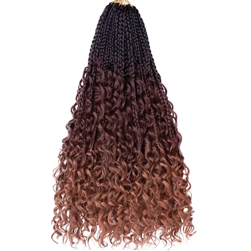 Miniatura 31 de Beverlee Goddess Box - Trenzas de ganchillo de 8 pulgadas, 8 paquetes de trenzas de ganchillo bohemias, extremos rizados, pelo sintético rizado