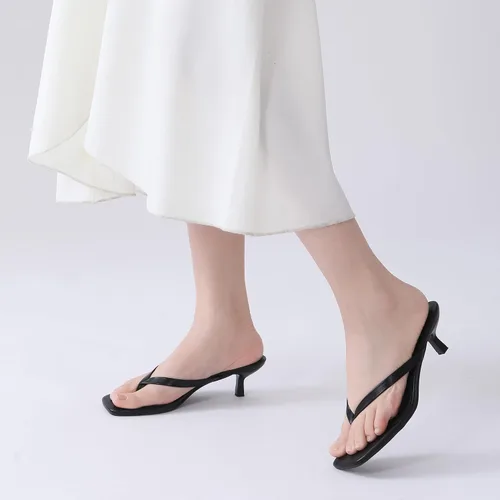 Miniatura 2 de Sandalias de tacón de gatitos para mujer, con puntera cuadrada, sin cordones, sandalias de tacón de 2 pulgadas, sandalias de fiesta, sandalias