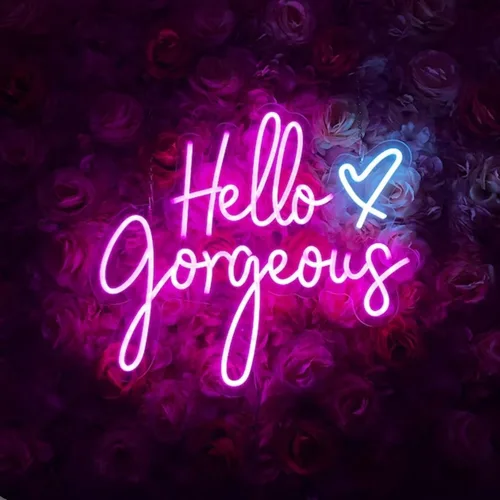 Miniatura 20 de Letrero de neón LED con texto en inglés «Hello Gorgeous LED», luz nocturna de neón para pared, fiesta de cumpleaños, boda, bar, club, decoración