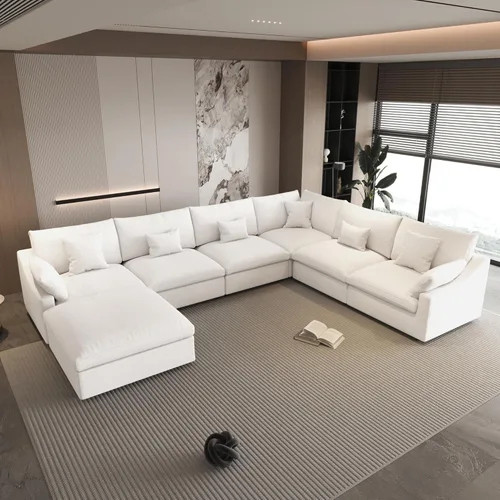 Miniatura 21 de WJShome Sofá Seccional Cloud Couch de 83 pulgadas para sala de estar, sofá seccional modular relleno de plumón, sofás en forma de L con otomana