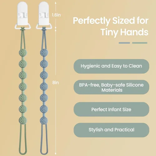 Miniatura 2 de Eascrozn Paquete de 6 clips de silicona para chupete con diseño de una sola pieza para bebés, niños y niñas, sin BPA, clips suaves y flexibles
