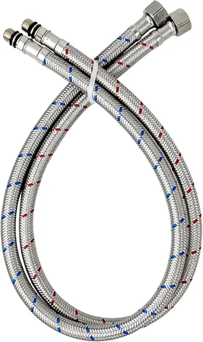 Conector de grifo de cocina de baño de 24 pulgadas de longitud, línea de suministro de agua, acero trenzado duradero, líneas de agua fría y