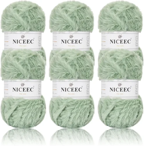 Miniatura 90 de NICEEC Hilo de Pelo Sintético Super Suave, Grueso y Esponjoso, Hilo de Pestañas para Crochet y Tejido (Longitud Total 192m/9.1kg) - Otoño/300g