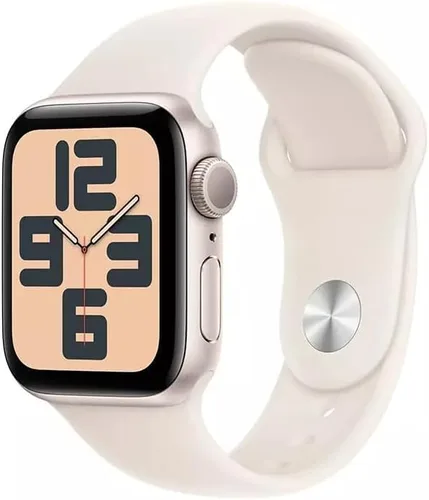 Apple Reloj SE (2.ª generación) [GPS 1.575 in] Smartwatch con caja de aluminio con correa deportiva Starlight S/M. Monitores de fitness y sueño,