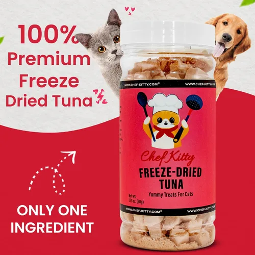 Miniatura 2 de Golosinas de atún liofilizadas para gatos y perros – 100% capturado en la naturaleza, un solo ingrediente, alto en proteínas, aperitivo saludable