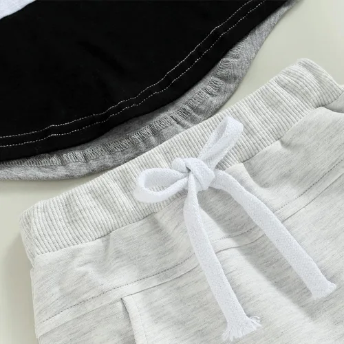 Miniatura 25 de Conjunto de ropa de verano para niños pequeños, 2 piezas, camiseta de manga corta con cintura elástica