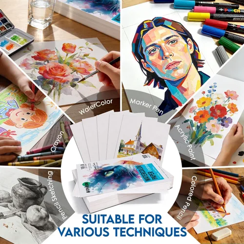 Miniatura 5 de 50 hojas de papel de acuarela de 5 x 7 pulgadas