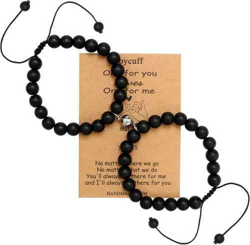 Pulsera a juego para parejas amistad cumpleaños a larga distancia pulseras de promesa de meñique regalo para él ella lindo regalo único de joyería