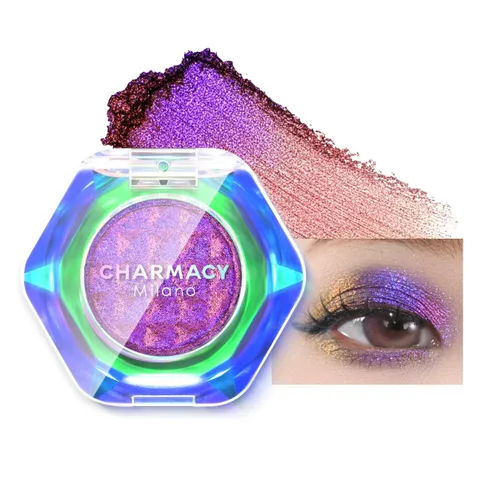 Miniatura 7 de CHARMACY Sombra de ojos multicromática con purpurina, sombra de ojos brillante con pigmentación intensa, sombra de ojos con acabado duocromático