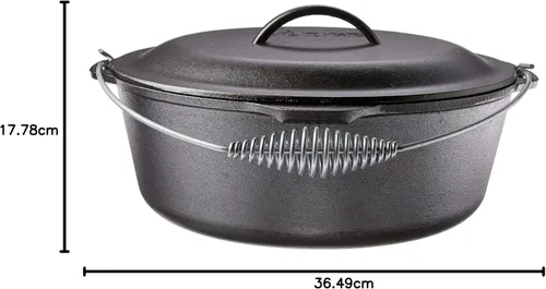 Miniatura 30 de Lodge Horno holandés de hierro fundido pre-sazonado de 5 cuartos de galón con tapa, mango de alambre para una fácil transferencia de la superficie