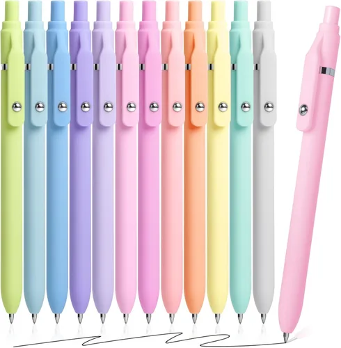 Miniatura 8 de Fenmay Bolígrafos de gel, juego de 12 bolígrafos de punta fina de 0,5 mm, estéticos, de secado rápido, sin manchas, escritura suave, agarre cómodo