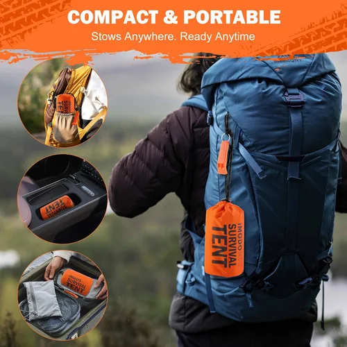 Miniatura 7 de Emergency Survival Tent Life Shelter - 2 Person Mylar Emergency Shelter Tube Tent with Emergency Whistle & Paracord, All-Weather Essential Survival