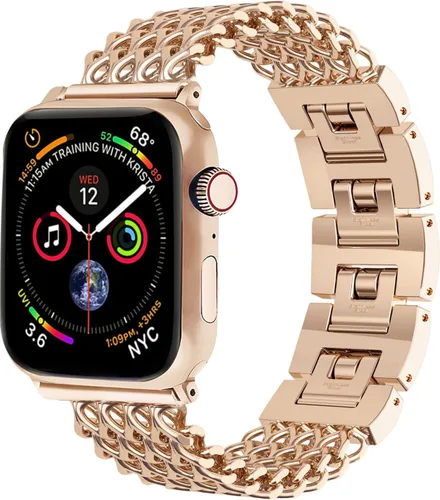 Miniatura 10 de Compatible With Apple Watch Band 38mm 40mm 41mm 42mm 44mm 45mm Ultra Stainless Steel Metal Cowboy Chain Style Replacement iWatch Series87654321
