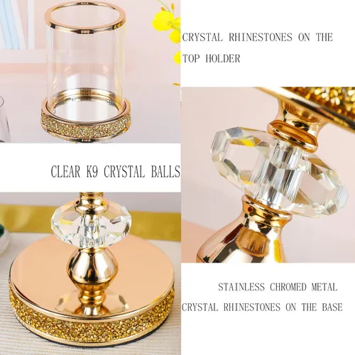 Miniatura 2 de Portavelas de pilar, candelabros de cristal para bodas, fiestas, eventos, Navidad, decoración del hogar, centros de mesa CH028D (S)