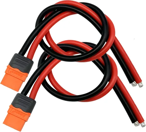 Miniatura 10 de 2 unidades Amass XT60E-M - Conector de batería macho montable, conector de montaje en panel XT60 con cable de 11.8 in para batería RC Lipo FPV